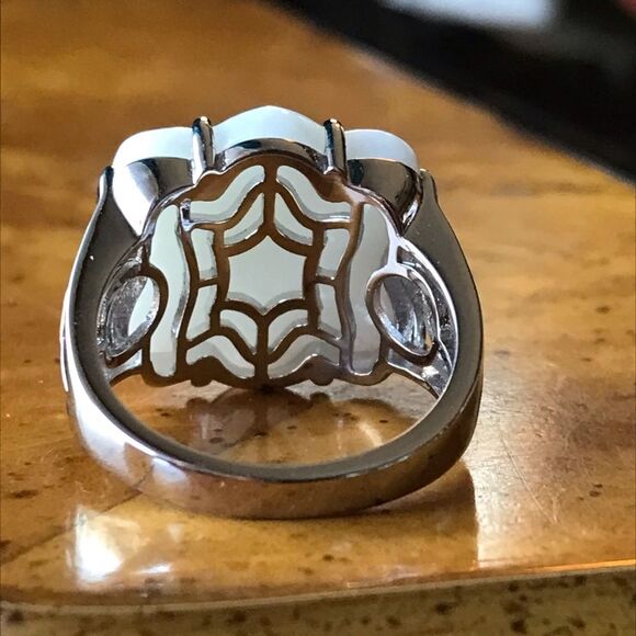 Natural Jade Sterling Silver Ring Discounted Size 9 - Picture 3 of 9